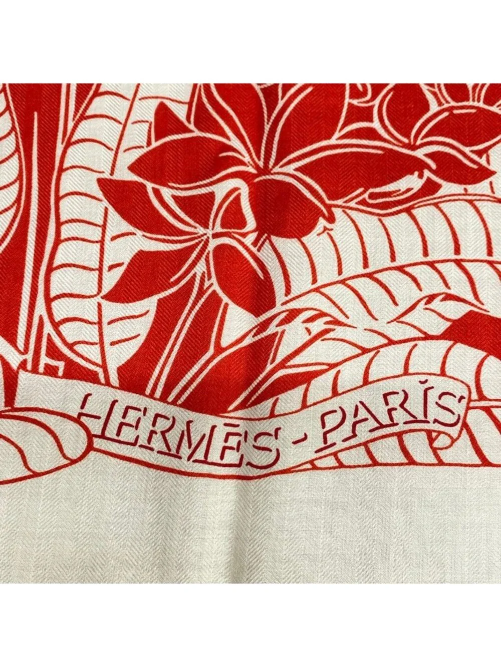Hermes Shawl White Red Flamingo Party Cashmere Silk Scarf